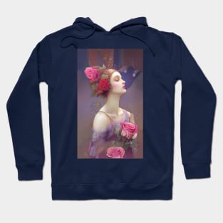 Beautiful Goddess a Art Deco Girl with Roses Hoodie